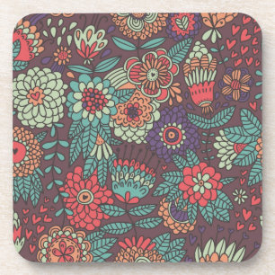Porta-copo Teste padrão floral colorido no estilo dos