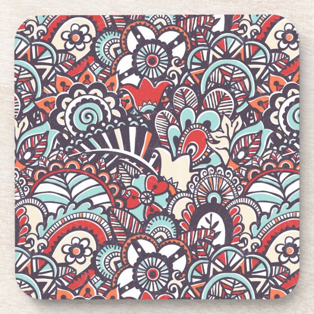 Porta-copo Teste padrão floral do Doodle de Paisley (Frente)