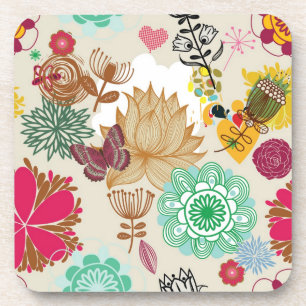 Porta-copo Teste padrão floral no estilo retro