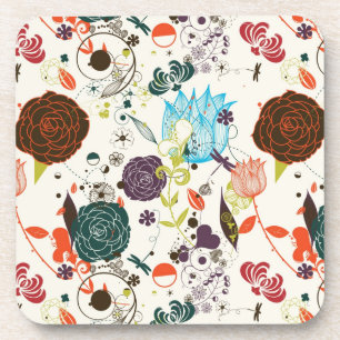 Porta-copo Teste padrão floral retro 2