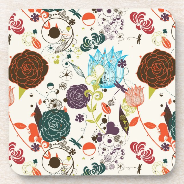 Porta-copo Teste padrão floral retro 2 (Frente)