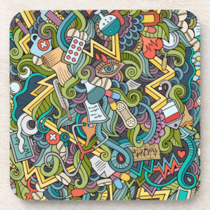 Porta-copo Teste padrão médico do ícone da arte abstracta