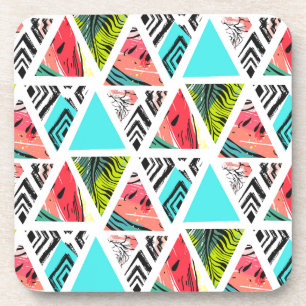 Porta-copo Teste padrão tropical abstrato colorido