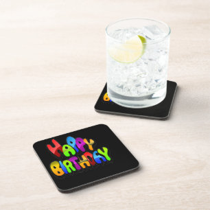 Porta-copo Texto de Aniversário Feliz Reproduzido