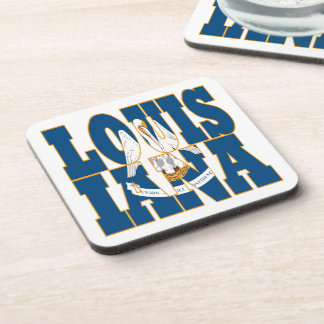 Porta-copo Texto de bandeira do estado da Louisiana