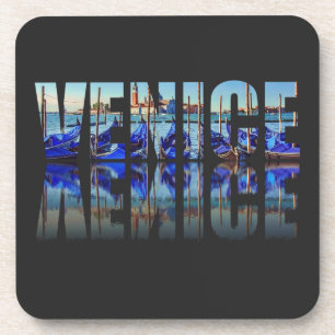 Porta-copo Texto de Veneza com quadrado de reflexão