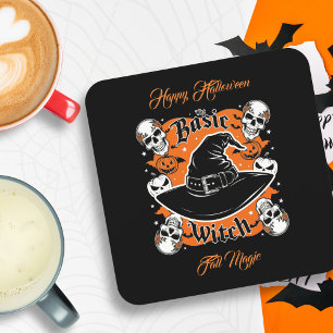 Porta-copo Texto Personalizado Tema do Dia das Bruxas Preto L