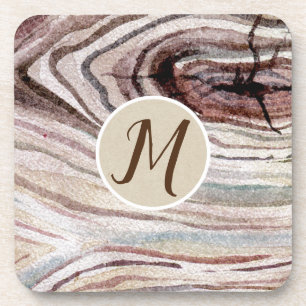 Porta-copo Textura de Madeira Rústica Natural Aguarela Modern