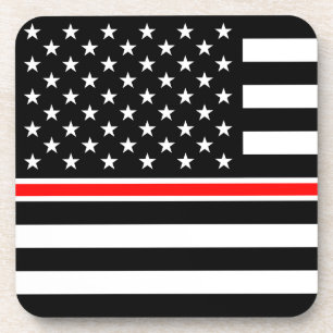 Porta-copo Thin Red Line Firefighters Heroes American Flag