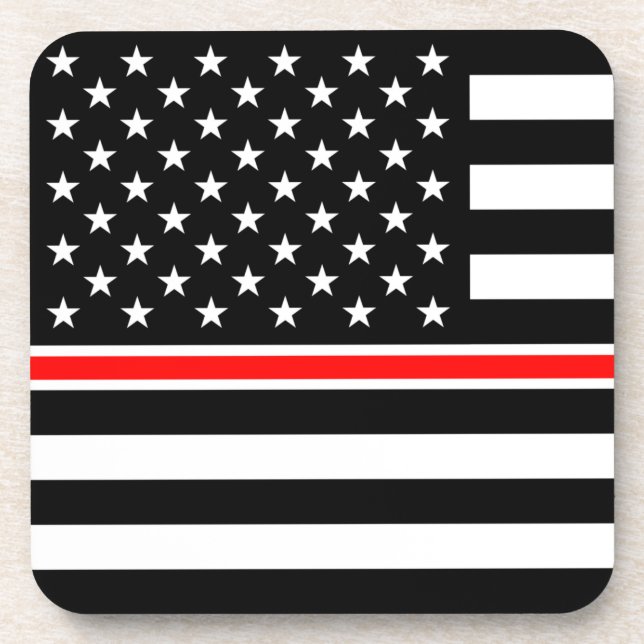 Porta-copo Thin Red Line Firefighters Heroes American Flag (Frente)