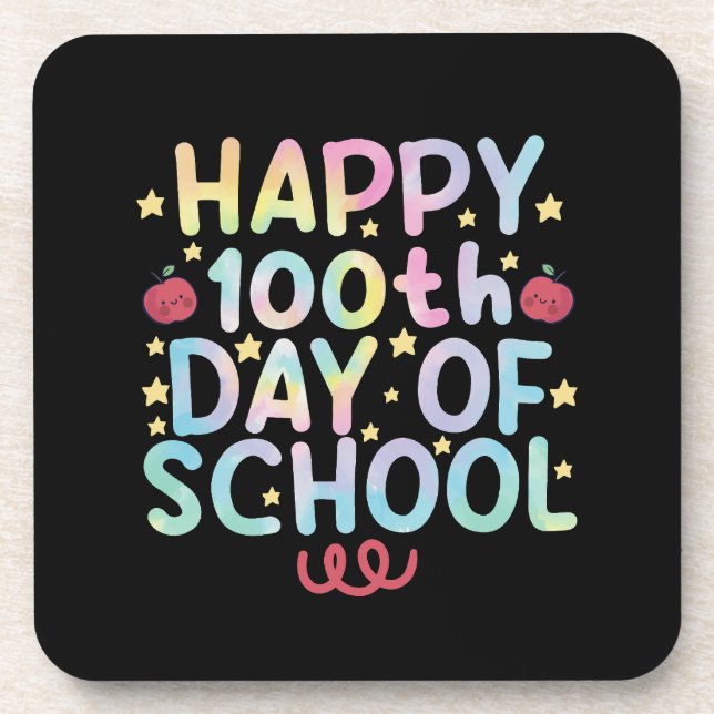 Porta-copo Tie Dye Happy 100º Dia de Professores (Frente)