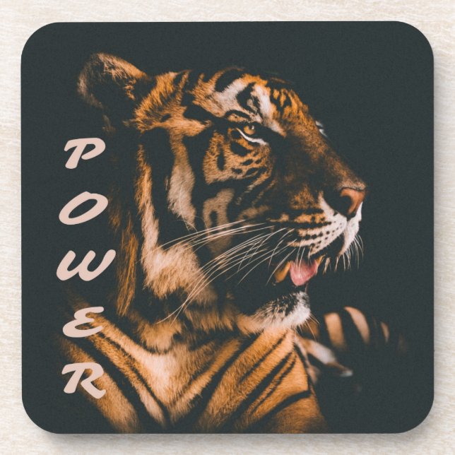 Porta-copo Tiger Power Stripes Fierce Motivational (Frente)