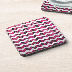 Porta-copo Tigre Chevron, Rosa Quente e Impressão Preto