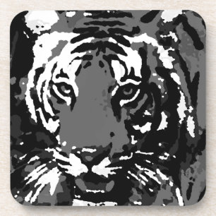 Porta-copo Tigre Pop de Arte Preto Branco