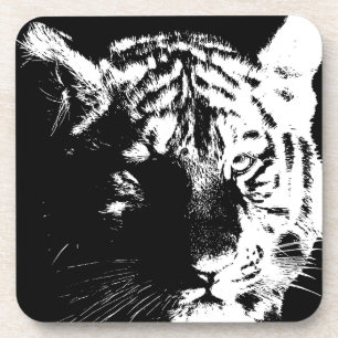 Porta-copo Tigre Pop de Arte Preto e Branco