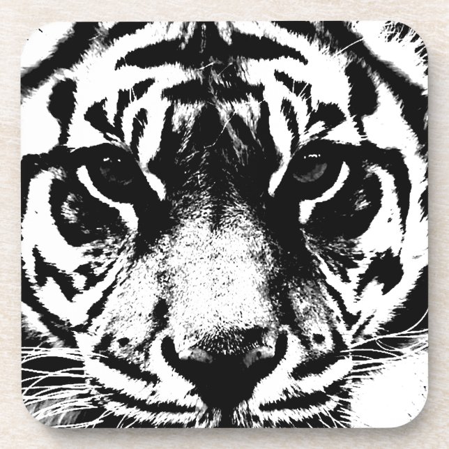 Porta-copo Tigre preto e branco (Frente)
