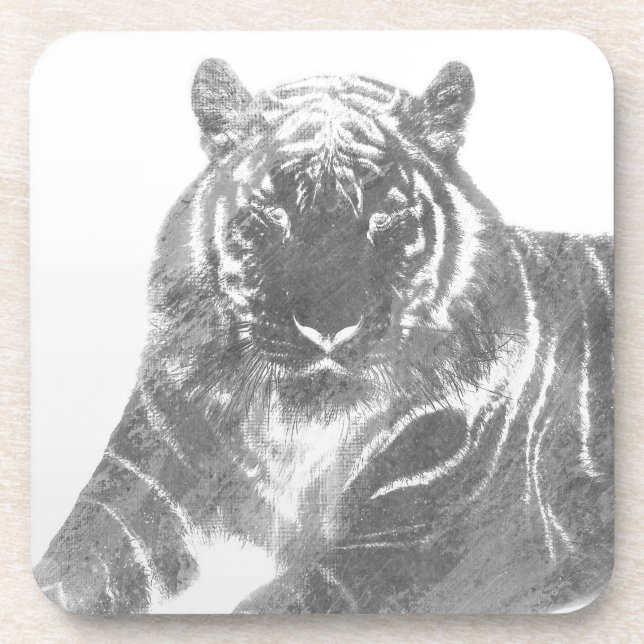 Porta-copo Tigre Preto e Branco (Frente)