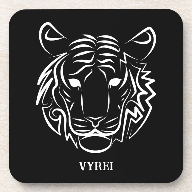 Porta-copo Tigre Tribal Negro e Branco (Frente)