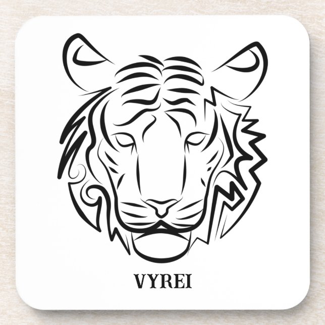 Porta-copo Tigre Tribal Negro e Branco (Frente)