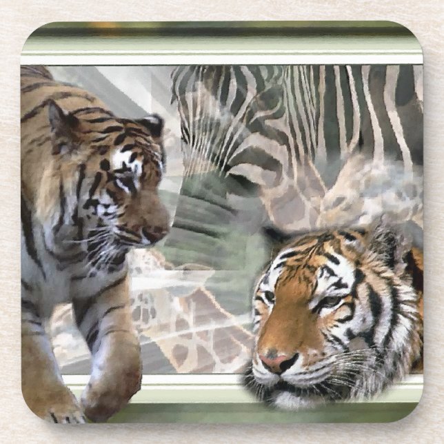 Porta-copo Tigres, Zebra, Girafa, Selva Primitiva (Frente)