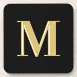 Porta-copo Típica de monograma moderna preto dourado<br><div class="desc">Típica de monograma moderna preto dourado</div>