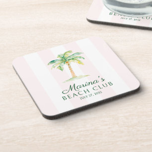 Porta-copo Tiras de Cabana Rosa Cor-de-Rosa Aniversário Palm 