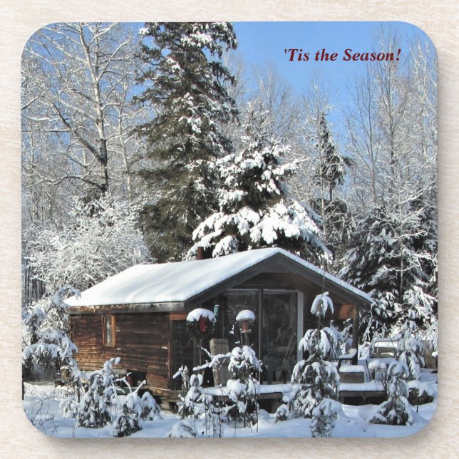 Porta-copo 'Tis os feriados de inverno da casa de campo   de (Frente)