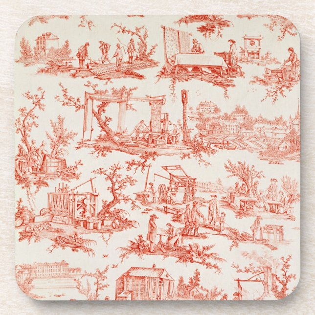 Porta-copo Toile de Jouy, ilustrando os processos de manuf (Frente)