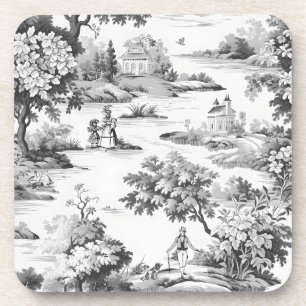 Porta-copo Toile de jouy, preto e branco, porcelana,