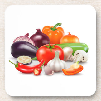 Porta-copo Tomates Asparagus Beets Aquarelas Vegetais