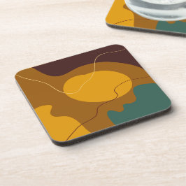 Porta-copo Tons da Terra em formas orgânicas abstrato fundo