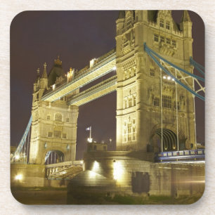 Porta-copo Torre Bridge e Rio Tâmisa ao crepúsculo, Londres,