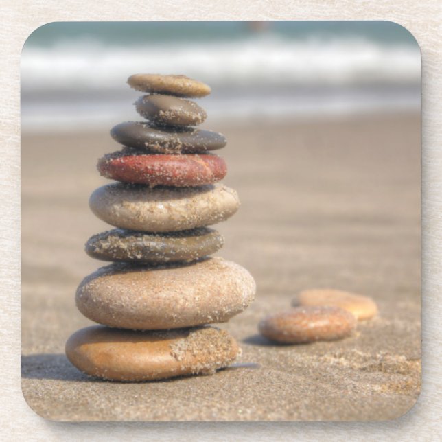 Porta-copo Torre de pedra na praia (Frente)