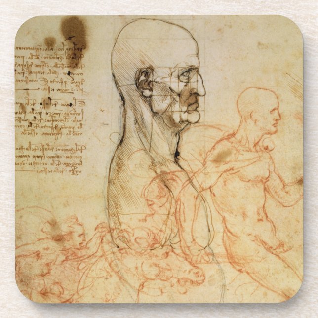 Porta-copo Torso de um homem no perfil, cabeça esquadrada (Frente)