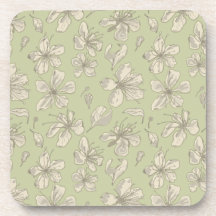 Tosse Blossoms em Olive Green - padrão sem costura
