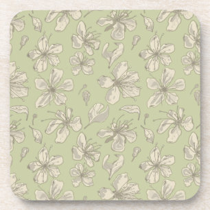 Porta-copo Tosse Blossoms em Olive Green - padrão sem costura