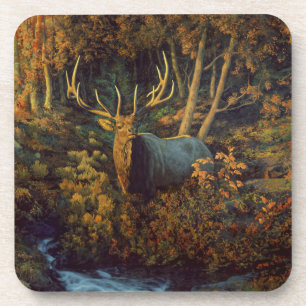 Porta-copo Touro Elk na Floresta do outono