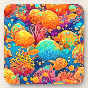 Porta-copo Trabalho de arte de recife de coral colorido