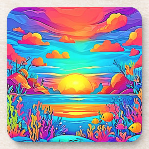 Porta-copo Trabalho de arte sunset submarino vibrante