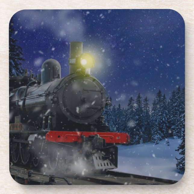 Porta-copo Trem de Natal na neve       (Frente)