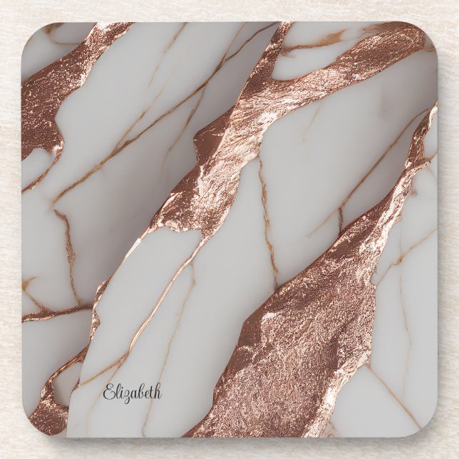 Porta-copo Trendy Copper Glitter Marble (Frente)