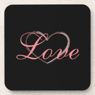 Porta-copo Trendy Heart Cinza Calliografia Casamento de Amor
