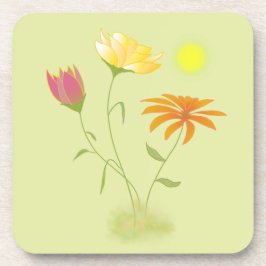 Porta-copo Três Flores no Sol - transparentes.