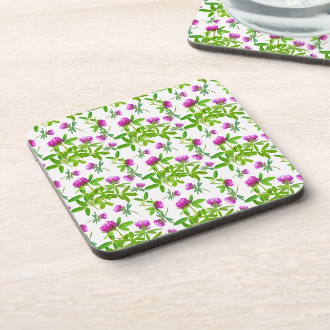 Porta-copo Trevos Vermelhos em Branco (Left Side)