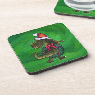 Porta-copo TRex em Santa Hat em Verde
