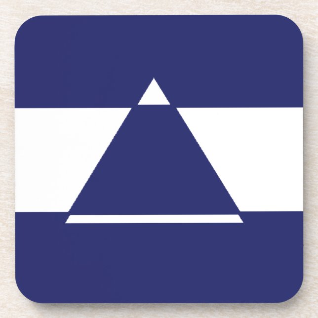 Porta-copo Triângulo azul e branco em forma de (Frente)