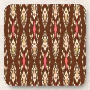 Porta-copo Tribal Batik - Brown, Tan e Coral
