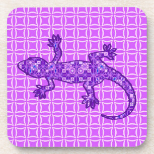 Porta-copo Tribal batik Gecko - violeta e ametista roxo