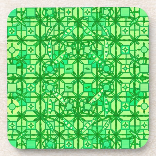 Porta-copo Tribal Batik - tons verdes (Frente)