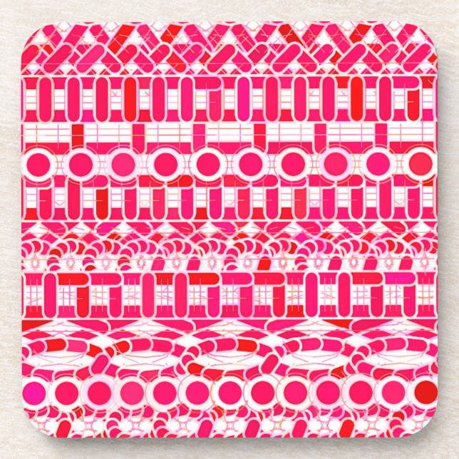 Porta-copo Tribal Batik - Vermelho profundo, marrom e branco (Frente)